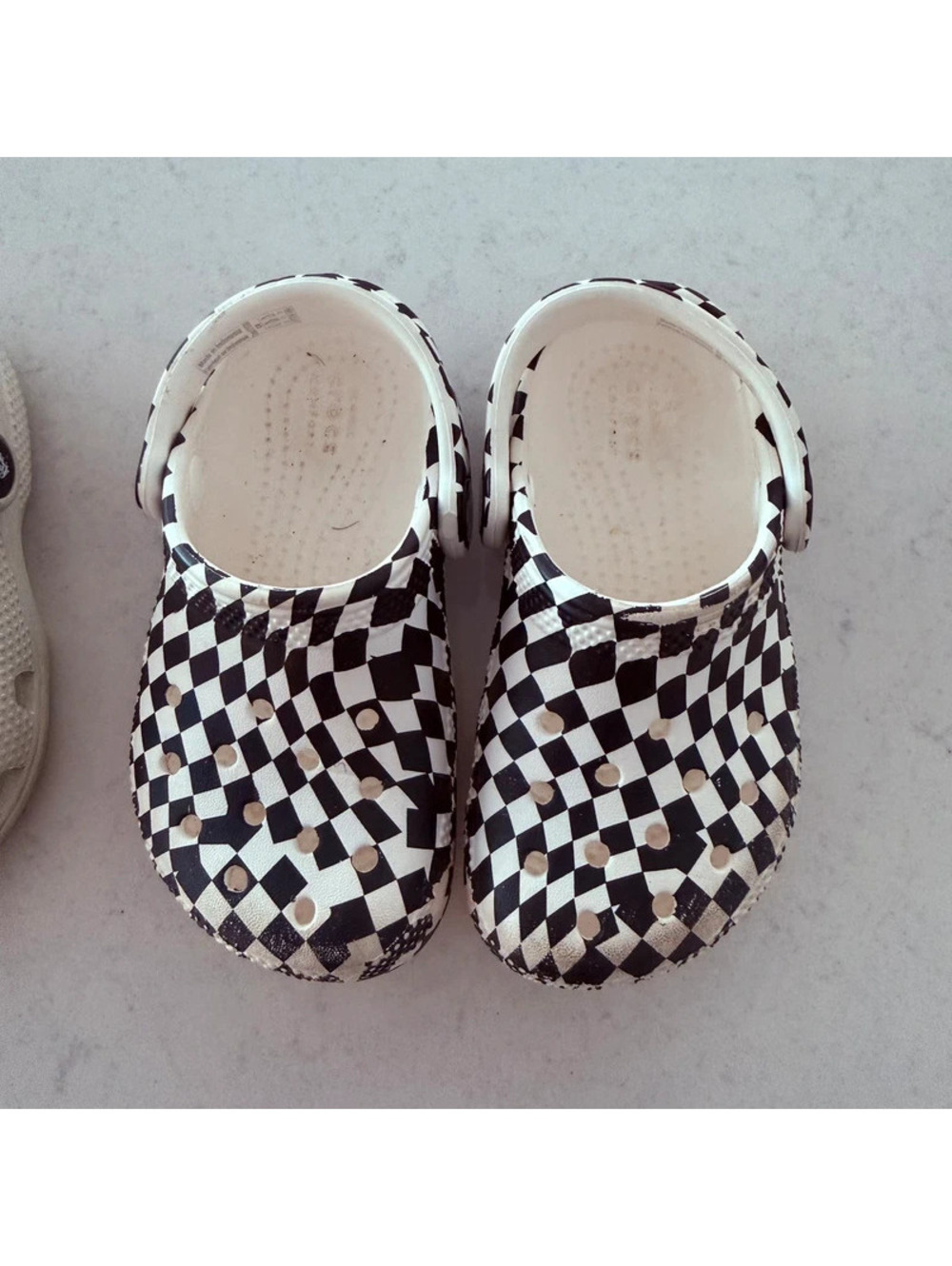 Crocs checkered black and white clogs